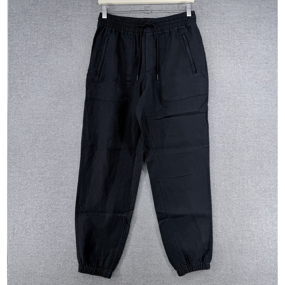 Athleta Retreat High Rise Jogger Pants Women Size XS Black Linen Activewear Yoga